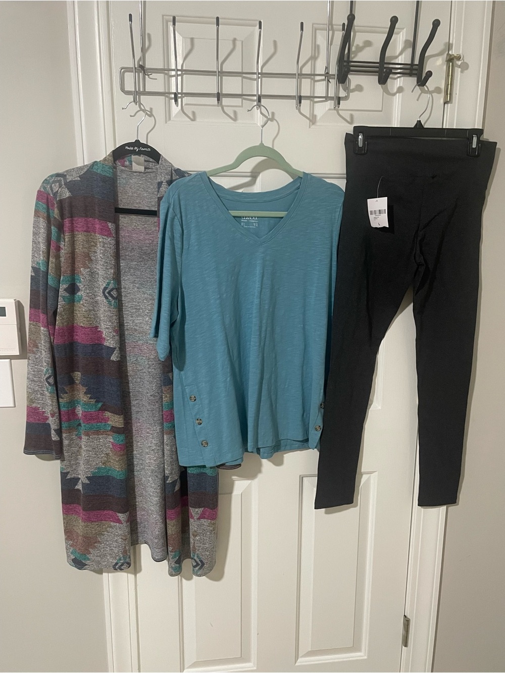 Teal V-Neck Top with Side Buttons cardigan duster leggings large set
